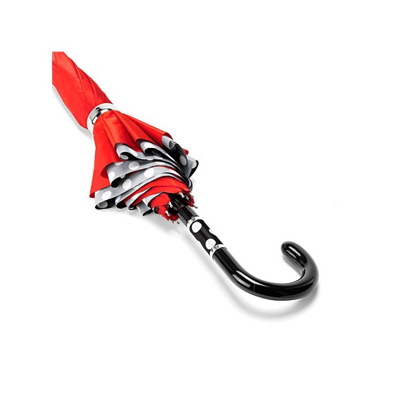 Ladies Polka Dot Umbrella in Red & Black with White Polka Dots from Aspinal of London