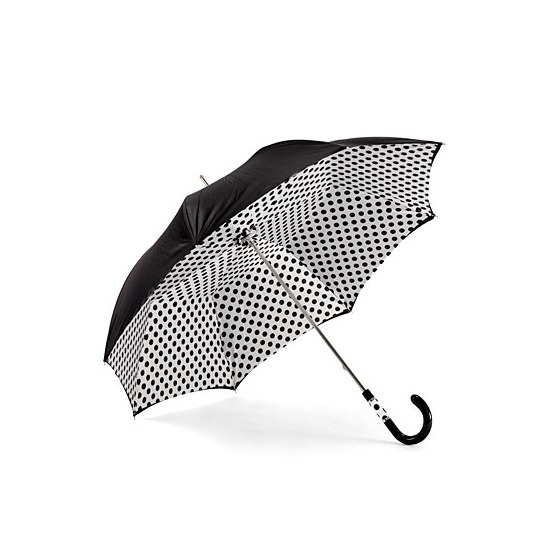Ladies Polka Dot Umbrella in Black & White with Black Polka Dots from Aspinal of London