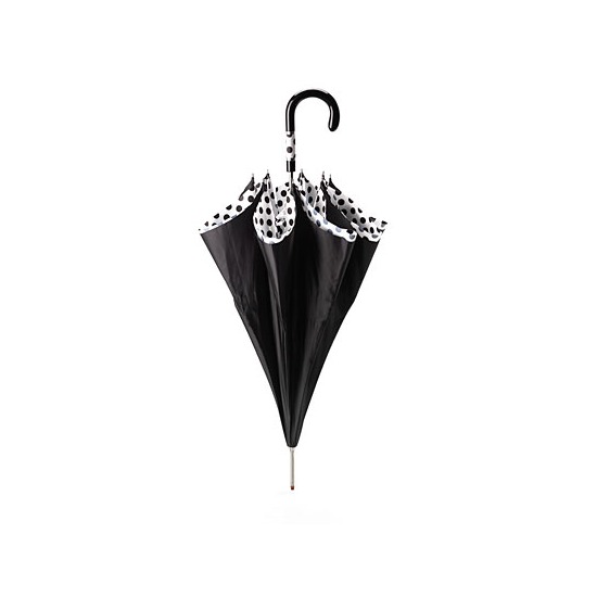 Ladies Polka Dot Umbrella in Black & White with Black Polka Dots from Aspinal of London