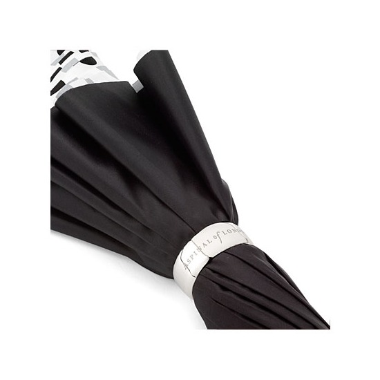 Ladies Polka Dot Umbrella in Black & White with Black Polka Dots from Aspinal of London
