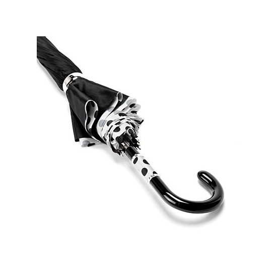Ladies Polka Dot Umbrella in Black & White with Black Polka Dots from Aspinal of London