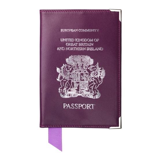 UK Passport Cover in Smooth Violet from Aspinal of London