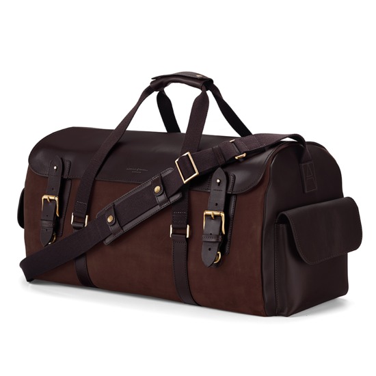 Shadow Holdall in Brown Nubuck from Aspinal of London