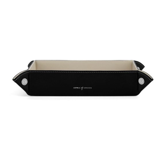 Large Tidy Tray in Smooth Black & Ivory with Red Suede from Aspinal of London