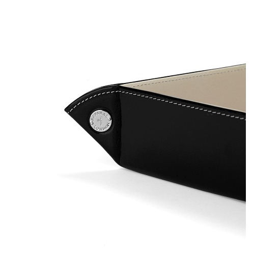 Large Tidy Tray in Smooth Black & Ivory with Red Suede from Aspinal of London