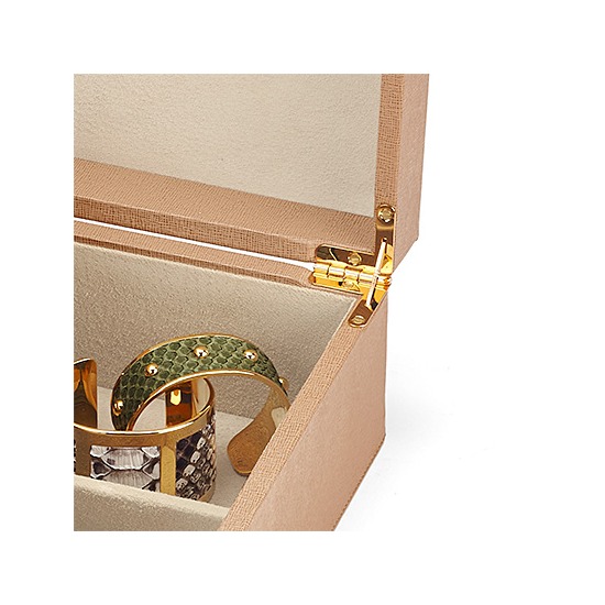 Grand Luxe Jewellery Case in Deer Saffiano & Cream Suede from Aspinal of London