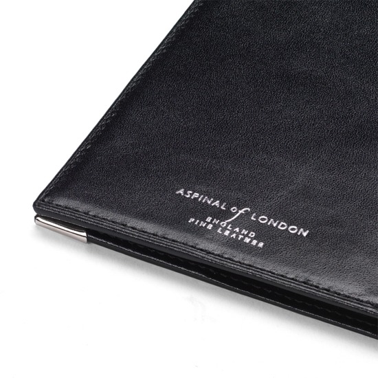 USA Passport Cover in Smooth Black with Purple Ribbon from Aspinal of London