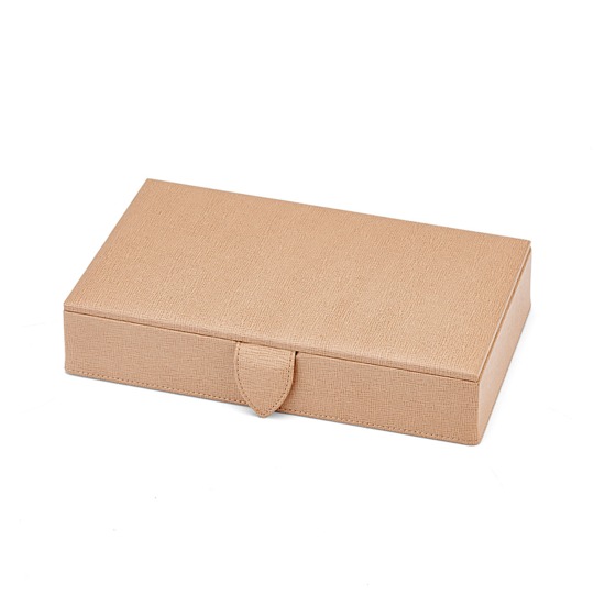 Paris Jewellery Box in Deer Saffiano & Cream Suede from Aspinal of London