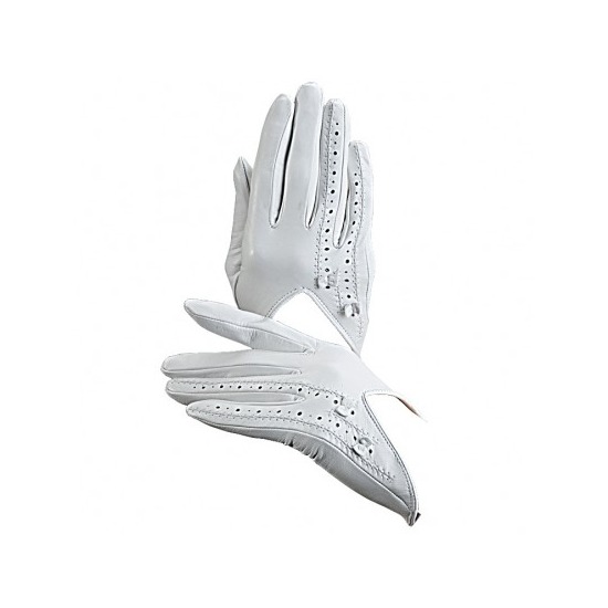 Aspinal Short Length Brogued Ladies Gloves in White from Aspinal of London