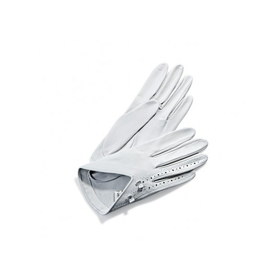 Aspinal Short Length Brogued Ladies Gloves in White from Aspinal of London