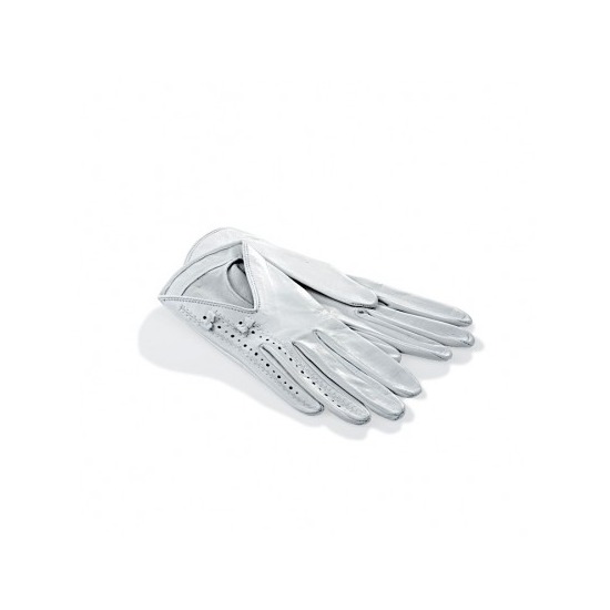 Aspinal Short Length Brogued Ladies Gloves in White from Aspinal of London