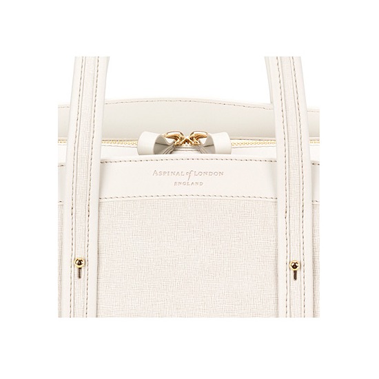 Marylebone Light in Ivory Saffiano from Aspinal of London