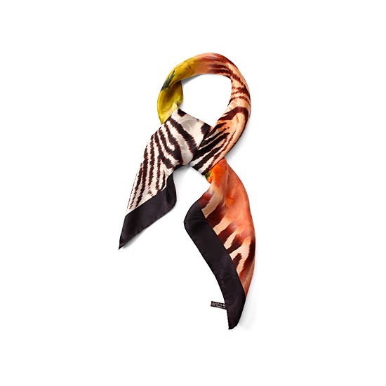 Watercolour Peony Print Silk Scarf in Black from Aspinal of London