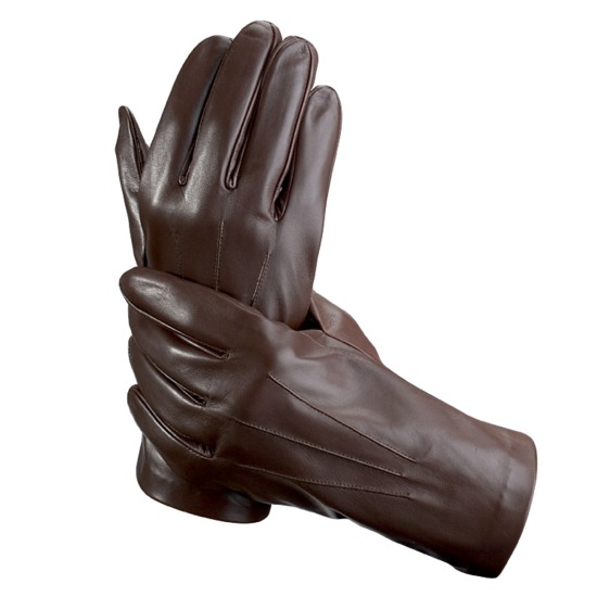 Men's Classic Silk Lined Leather Gloves in Brown from Aspinal of London