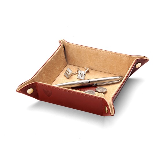 Mini Tidy Tray in Smooth Cognac & Stone Suede from Aspinal of London