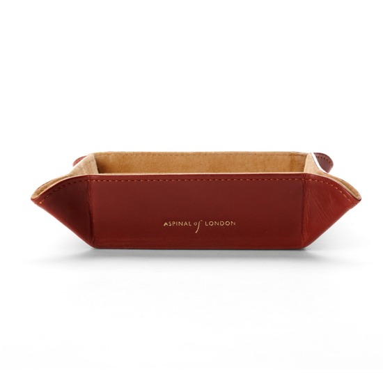 Mini Tidy Tray in Smooth Cognac & Stone Suede from Aspinal of London