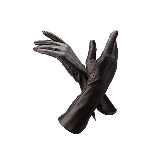 Ladies Classic Mid Length Leather Gloves in Black from Aspinal of London