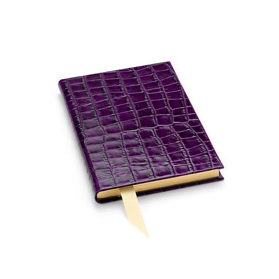 A5 Safari Croc Journal in Purple Croc from Aspinal of London