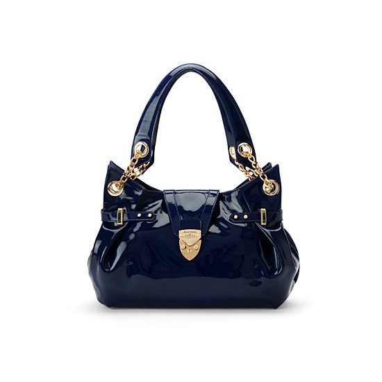Barbarella Bag in Navy Blue Patent Leather from Aspinal of London