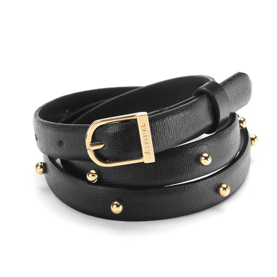 Marylebone Buckle Belt in Black Saffiano from Aspinal of London