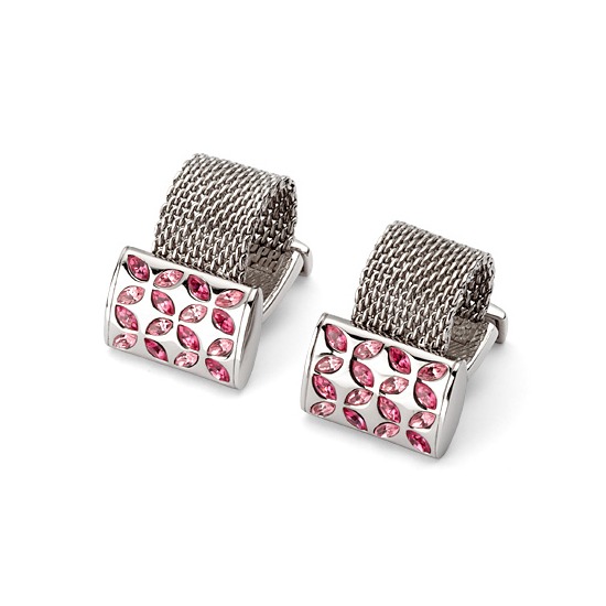 Tonal Pink Wrap Around Cufflinks with SWAROVSKI ELEMENTS from Aspinal of London