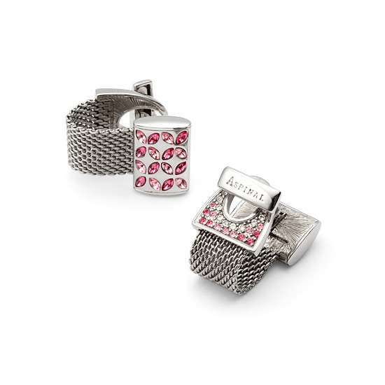 Tonal Pink Wrap Around Cufflinks with SWAROVSKI ELEMENTS from Aspinal of London