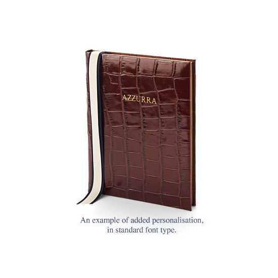 Ships Log Book in Deep Shine Amazon Brown Croc from Aspinal of London