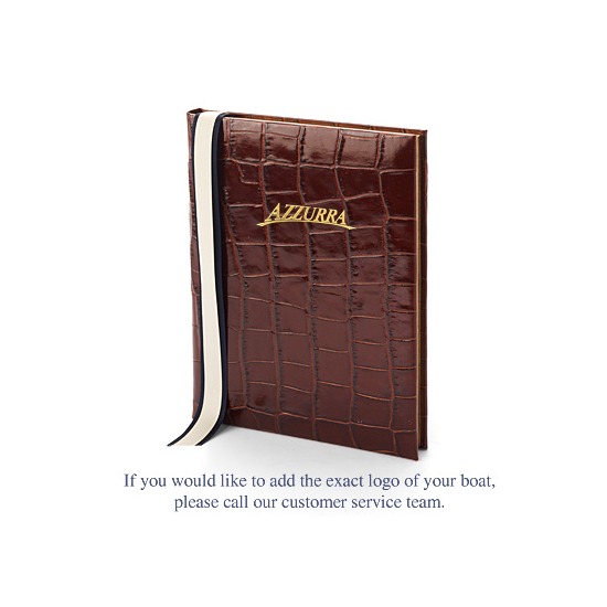 Ships Log Book in Deep Shine Amazon Brown Croc from Aspinal of London