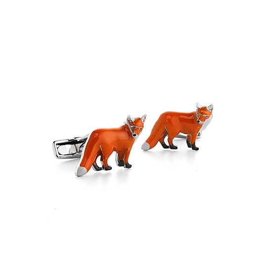 Sterling Silver & Enamel Fox Cufflinks from Aspinal of London