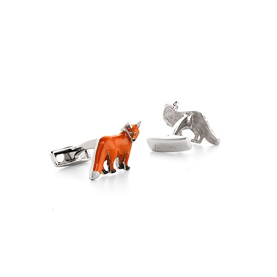 Sterling Silver & Enamel Fox Cufflinks from Aspinal of London