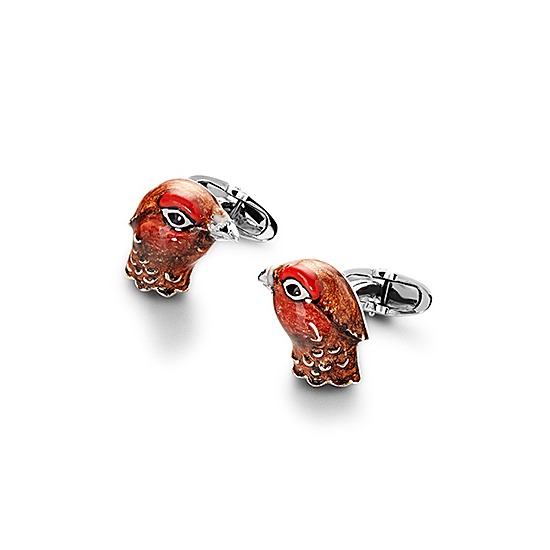 Sterling Silver & Enamel Pheasant Cufflinks from Aspinal of London