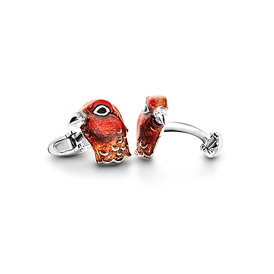 Sterling Silver & Enamel Pheasant Cufflinks from Aspinal of London