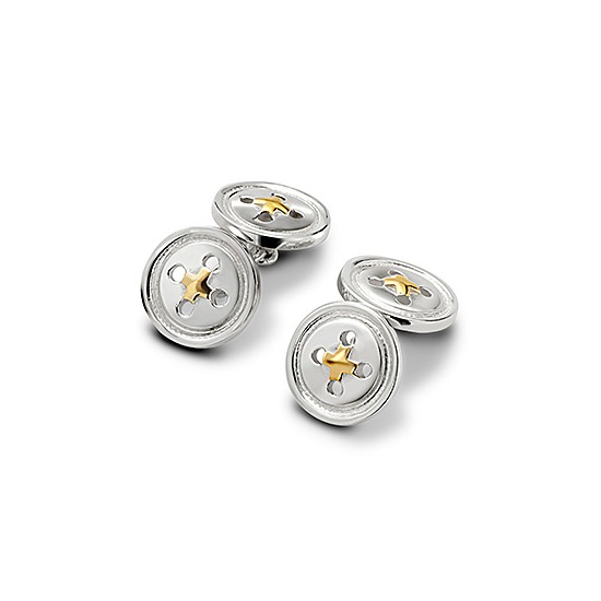 Sterling Silver & Gold Plated Double Buttons Cufflinks from Aspinal of London