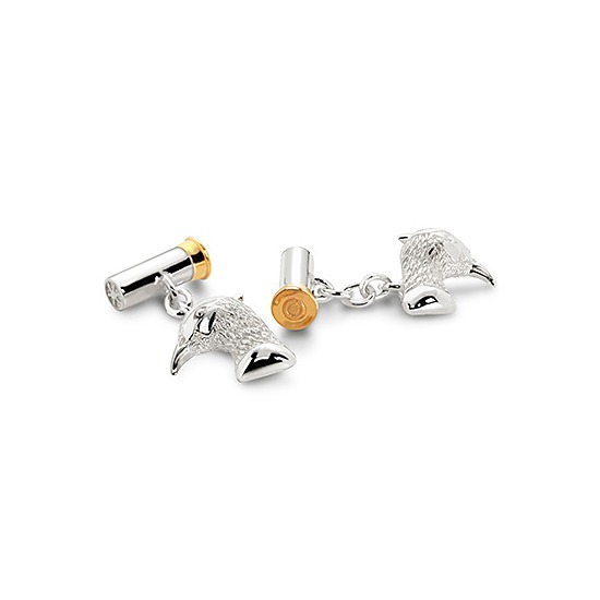 Sterling Silver & Gold Plated Pheasant & Cartridge Cufflinks from Aspinal of London