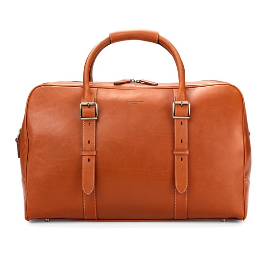 Large Harrison Weekender Travel Bag in Smooth Tan from Aspinal of London