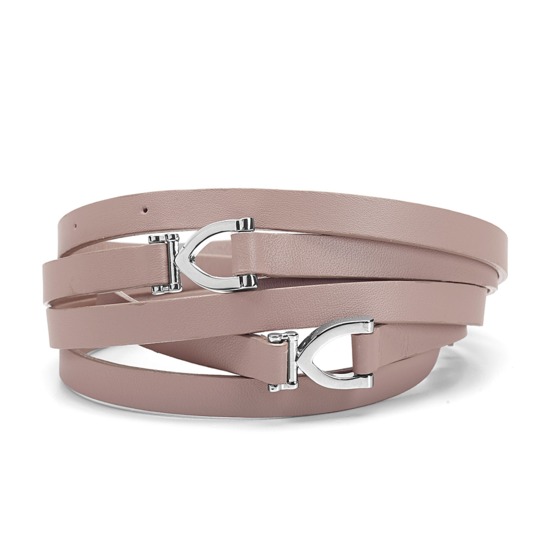 Stirrup Double Wrap Skinny Belt in Smooth Nude from Aspinal of London