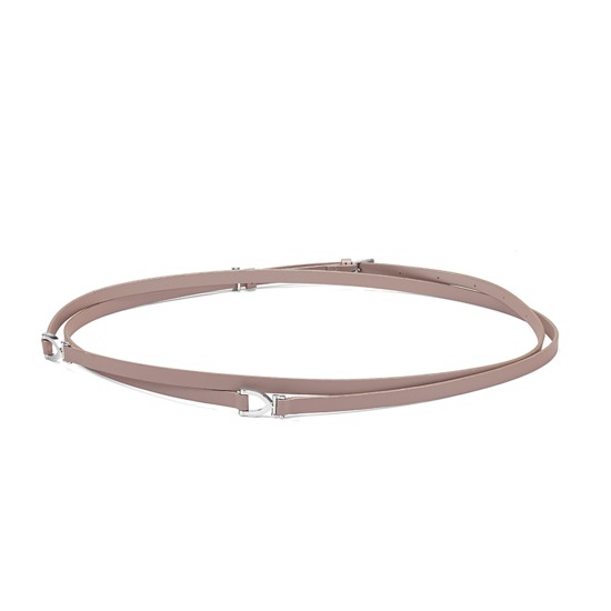 Stirrup Double Wrap Skinny Belt in Smooth Nude from Aspinal of London