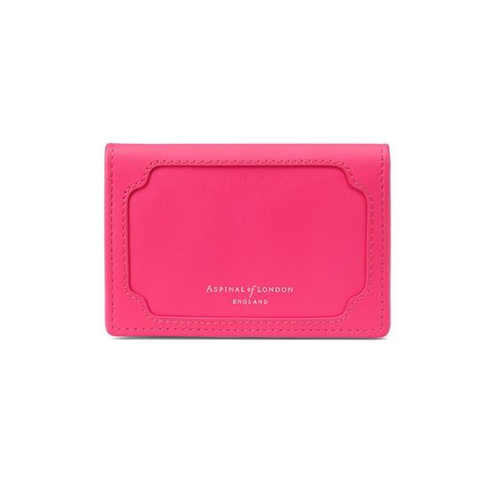 Marylebone Credit Card Holder in Smooth Neon Pink from Aspinal of London