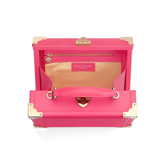 Mini Trunk Clutch in Smooth Neon Pink from Aspinal of London