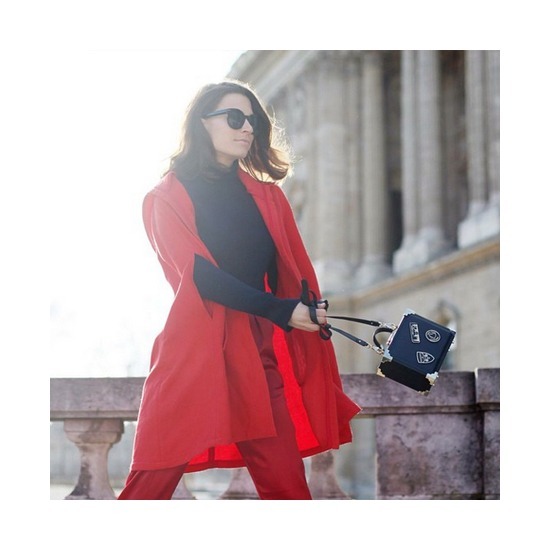Mini Trunk Clutch in Smooth Black with NYC Patches from Aspinal of London