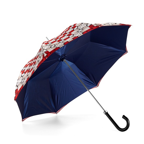 Ladies Marylebone Stand Up Umbrella in Berry Red & Navy Blue from Aspinal of London