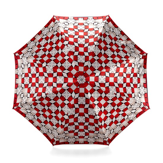 Ladies Marylebone Stand Up Umbrella in Berry Red & Navy Blue from Aspinal of London