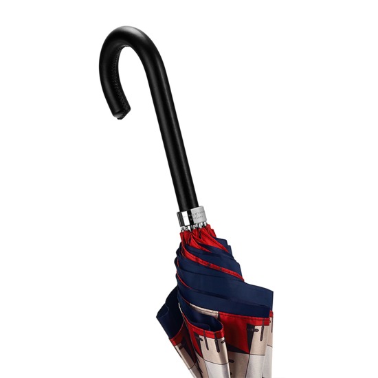 Ladies Marylebone Stand Up Umbrella in Berry Red & Navy Blue from Aspinal of London