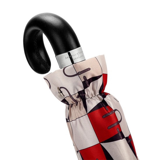 Ladies Marylebone Compact Umbrella in Berry Red from Aspinal of London