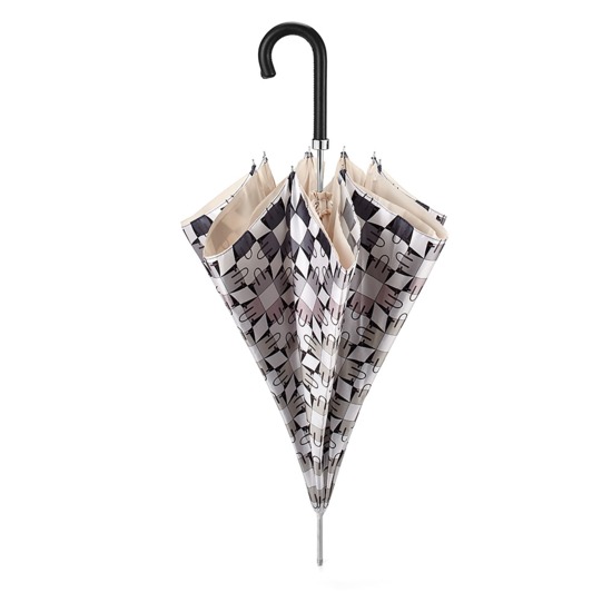 Ladies Marylebone Stand Up Umbrella in Monochrome & Champagne Cream from Aspinal of London