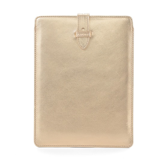 London iPad Mini Sleeve in Metallic Gold Nappa from Aspinal of London