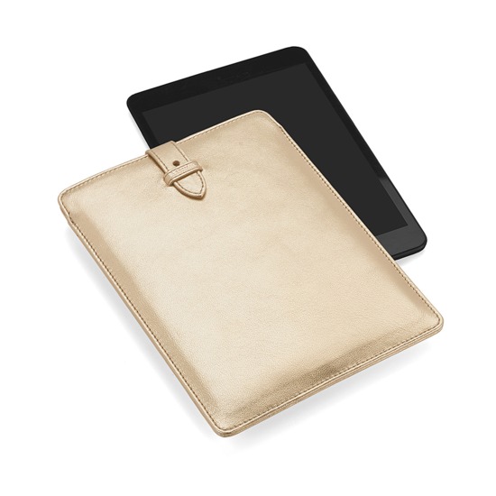 London iPad Mini Sleeve in Metallic Gold Nappa from Aspinal of London