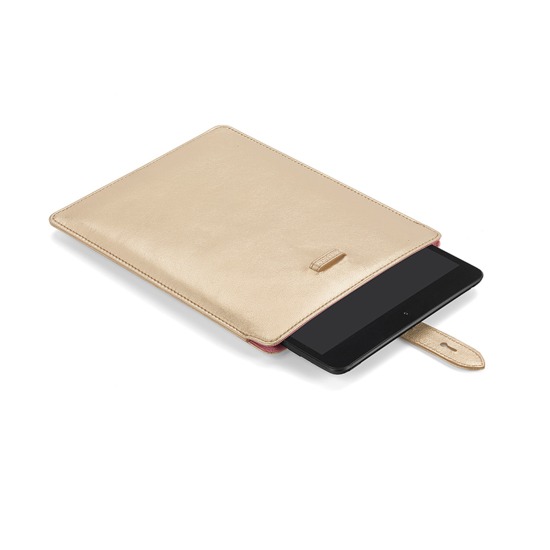 London iPad Mini Sleeve in Metallic Gold Nappa from Aspinal of London