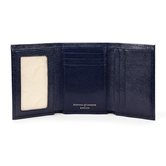 Trifold Wallet in Navy Lizard from Aspinal of London