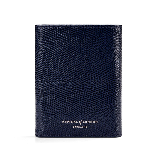 Trifold Wallet in Navy Lizard from Aspinal of London